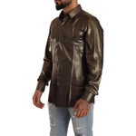 Dolce & Gabbana Metallic Gold DG Embroidered Crown Silk Top Shirt TSH7139-41