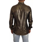 Dolce & Gabbana Metallic Gold DG Embroidered Crown Silk Top Shirt TSH7139-41