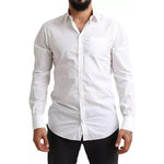 Dolce & Gabbana White GOLD Formal Cotton Tuxedo Dress Shirt