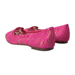 Dolce & Gabbana Pink Taormina Lace Slip On Flats Shoes LA10891-36