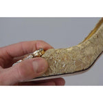 Dolce & Gabbana Gold Taormina Lace Crystal Heels Pumps Shoes LA9994-36.5