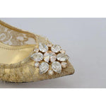 Dolce & Gabbana Gold Taormina Lace Crystal Heels Pumps Shoes LA9994-36.5