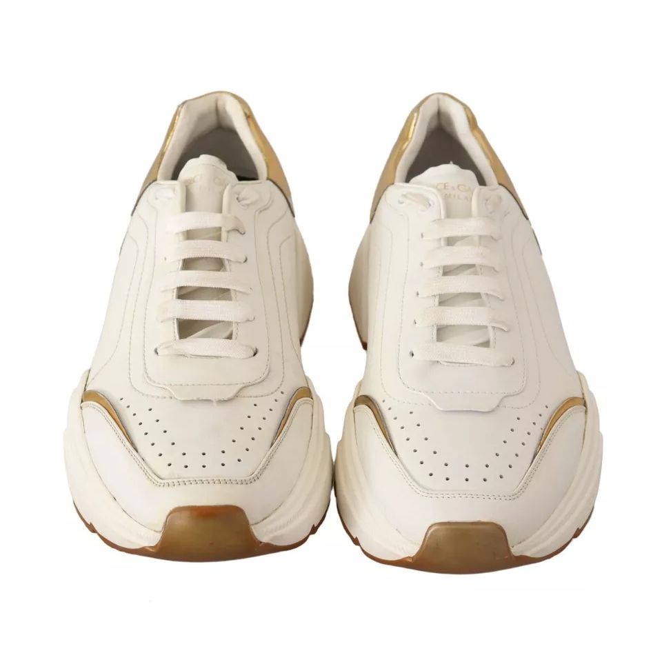 Dolce & Gabbana White Gold Leather Sport DAYMASTER Sneakers Shoes