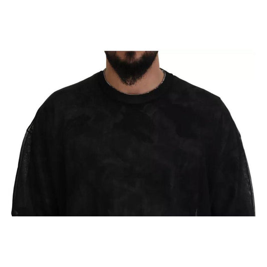Dolce & Gabbana Black Polyester Crewneck Pullover Sweater Dolce & Gabbana Black