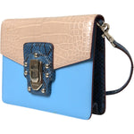 Dolce & Gabbana Blue Beige Exotic Leather LUCIA Crossbody Purse Bag