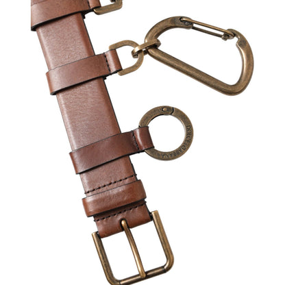 Dolce & Gabbana Brown Calf Leather Gold Metal Buckle Belt Men
