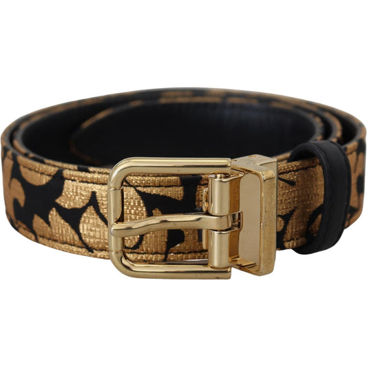 Dolce & Gabbana Multicolor Jacquard Leather Logo Buckle Belt WMB219-75