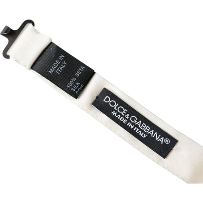 Dolce & Gabbana Off White Silk Adjustable Neck Men Bow Tie
