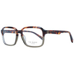 Ted Baker Brown Men Glasses Frame in acetate, full-rim style with demo lenses, rectangle shape, 55-17-140 size, includes branded case.