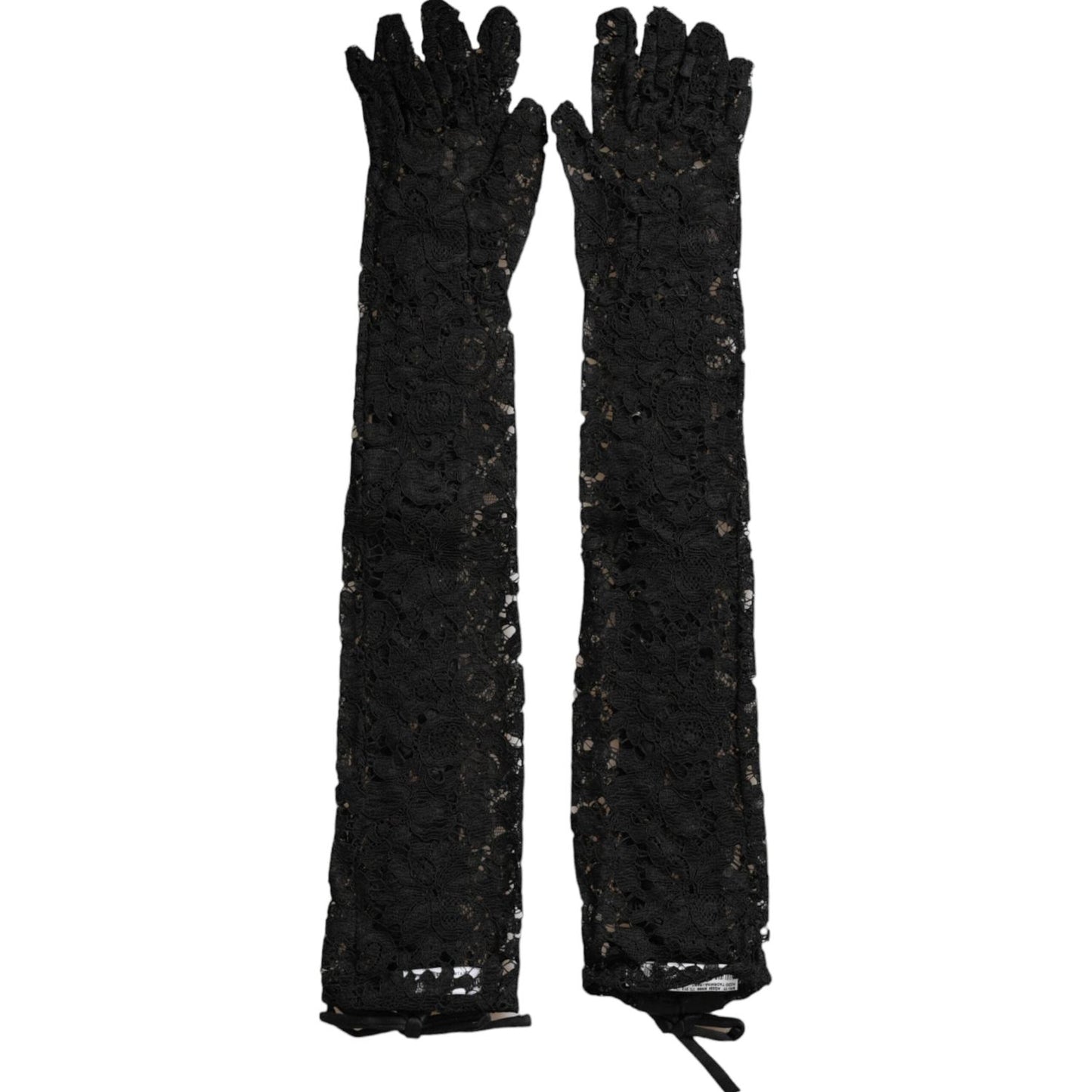 Dolce & Gabbana Black Taormina Lace Elbow Length Gloves LB30123-7.5