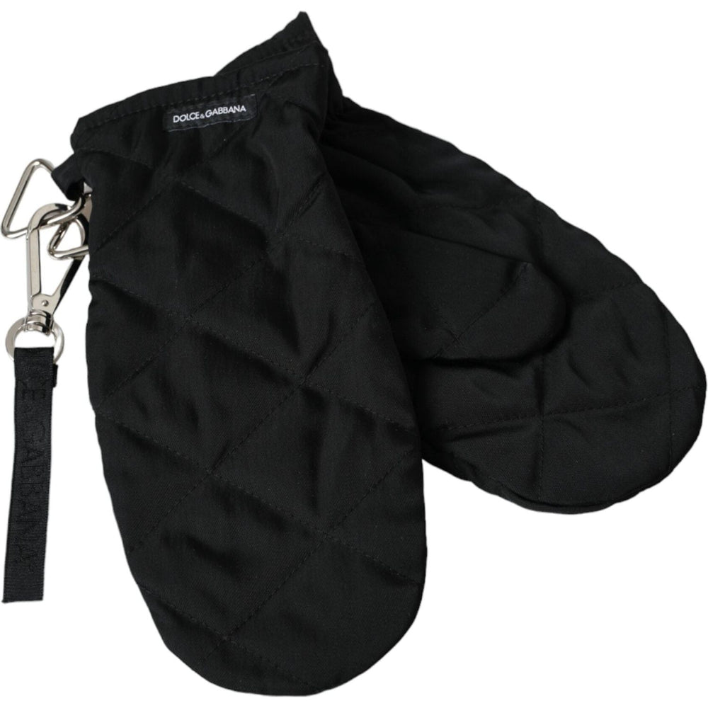 Dolce & Gabbana Black Quilted Nylon Wrist Length Mitten Gloves LB30132-7.5