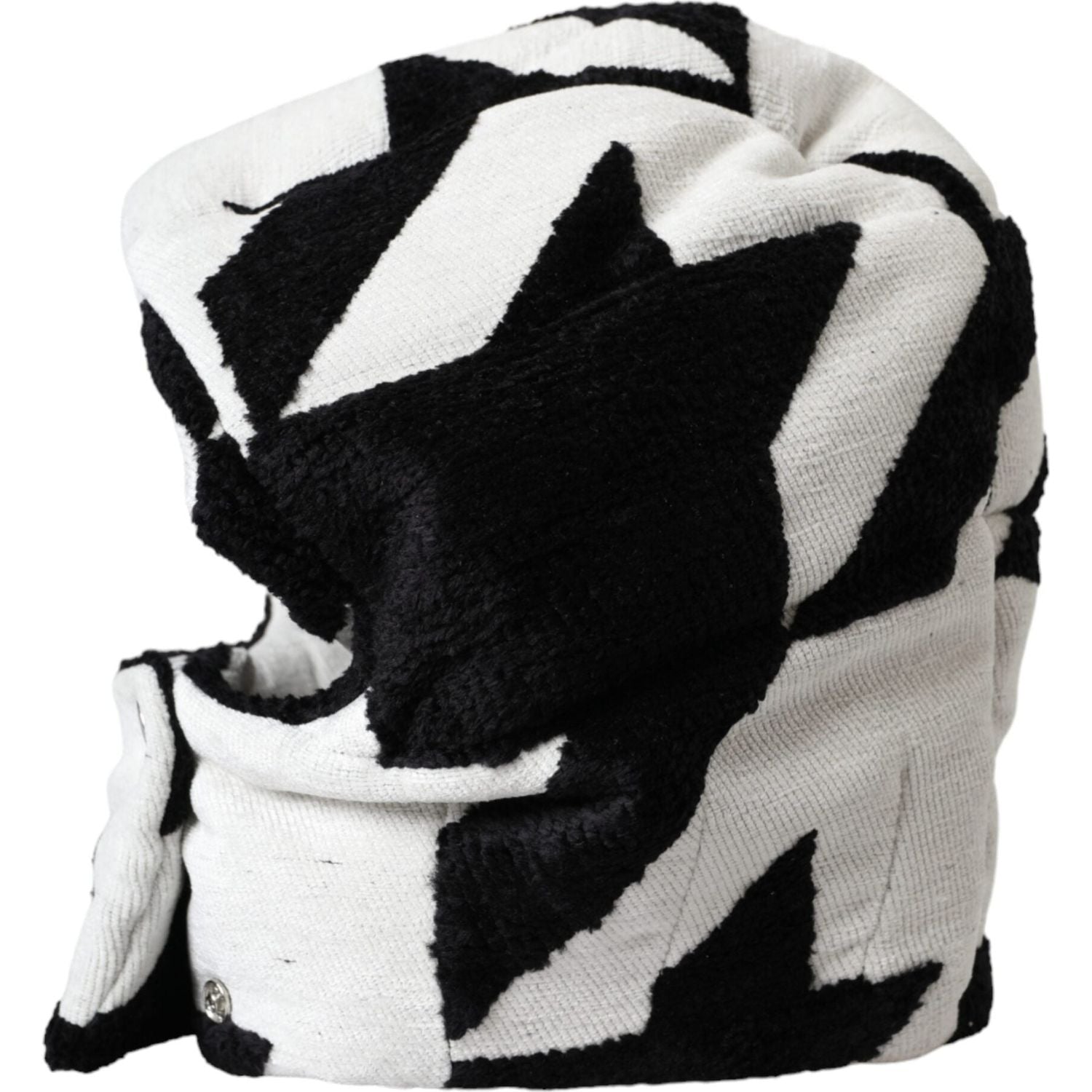 Dolce & Gabbana Black White Wool Whole Head Wrap Hat