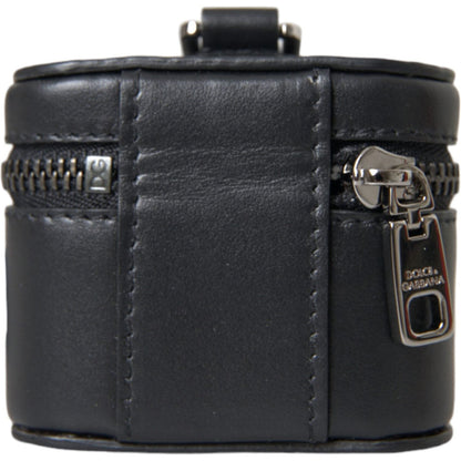 Dolce & Gabbana Black DG Logo Leather Silver Metal Airpods Case