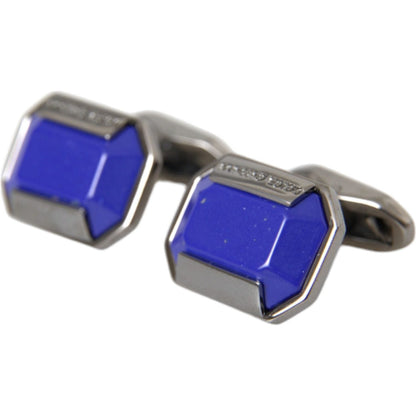 Dolce & Gabbana Silver Plated Brass Pin Crystal Cufflinks Cufflinks