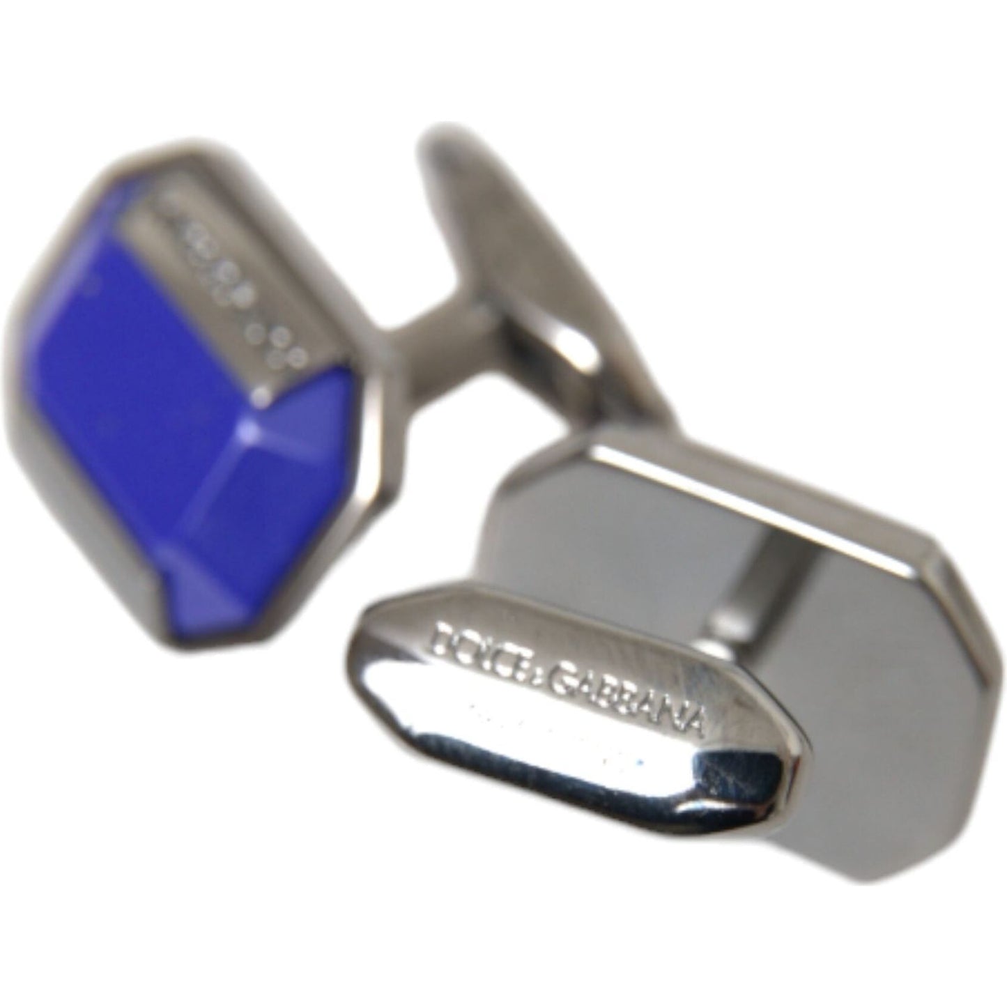 Dolce & Gabbana Silver Plated Brass Pin Crystal Cufflinks Cufflinks