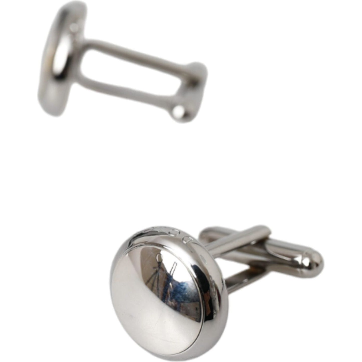 Dolce & Gabbana Silver Plated Brass Round Pin Men Cufflinks Cufflinks