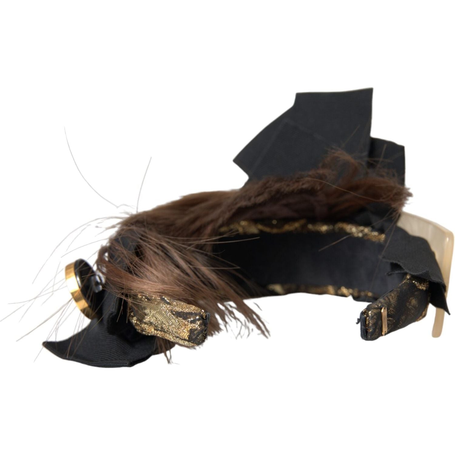 عصابة رأس نسائية من دولتشي آند غابانا ذات أزرار من الكريستال الأسود باللون البني