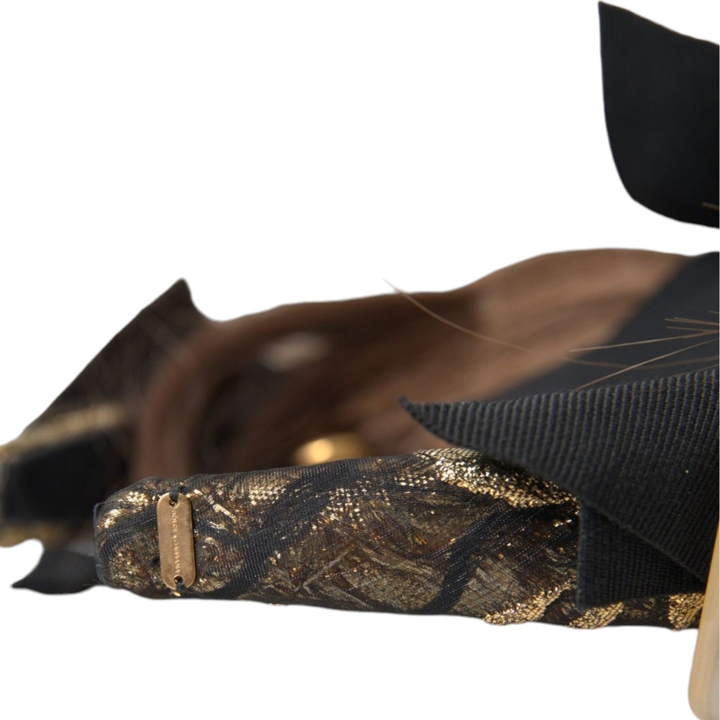 Dolce & Gabbana Black Crystal Button Brown Hair Women Headband Diadem