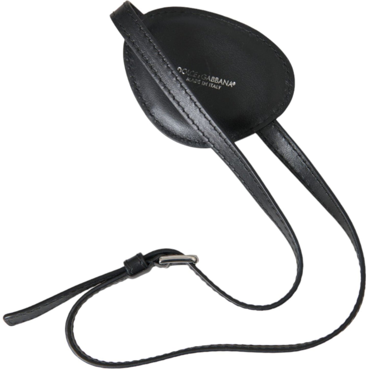 Dolce & Gabbana Black Calfskin Leather Metal DG Logo Eye Patch