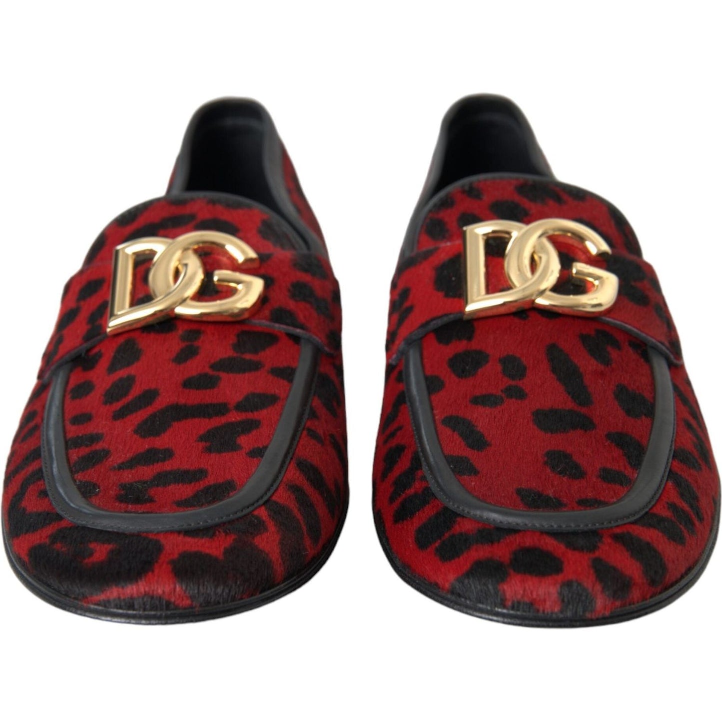 Dolce & Gabbana Red Black Leopard DG Loafers Formal Men Shoes MV5691-39