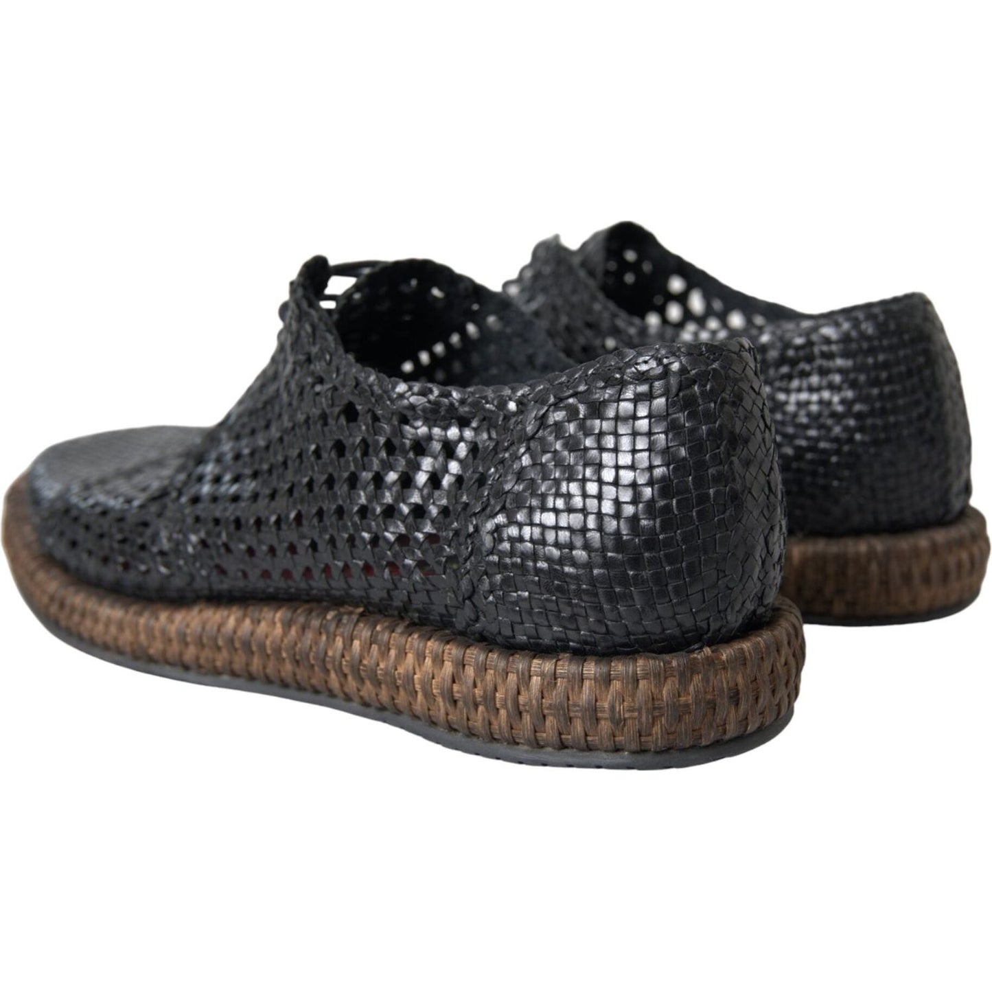 Dolce & Gabbana Black Woven Goat Leather Lace Up Derby Shoes MV5685-40