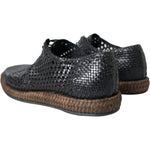 Dolce & Gabbana Black Woven Goat Leather Lace Up Derby Shoes MV5685-40