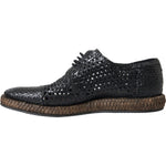 Dolce & Gabbana Black Woven Goat Leather Lace Up Derby Shoes MV5685-40