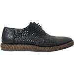 Dolce & Gabbana Black Woven Goat Leather Lace Up Derby Shoes MV5685-40