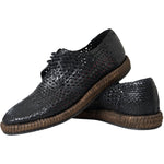 Dolce & Gabbana Black Woven Goat Leather Lace Up Derby Shoes MV5685-40