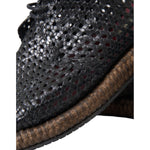 Dolce & Gabbana Black Woven Goat Leather Lace Up Derby Shoes MV5685-40