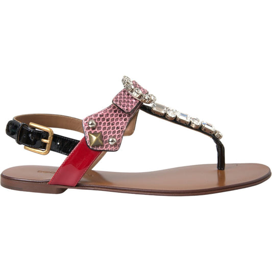 Dolce & Gabbana Multicolor Crystal Sandals Flip Flops Shoes Dolce & Gabbana Dim Gray
