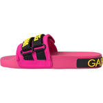 Dolce & Gabbana Pink Black Logo Beachwear Flats Sandals Shoes LA11065-36