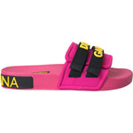 Dolce & Gabbana Pink Black Logo Beachwear Flats Sandals Shoes LA11065-36