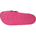 Dolce & Gabbana Pink Black Logo Beachwear Flats Sandals Shoes LA11065-36