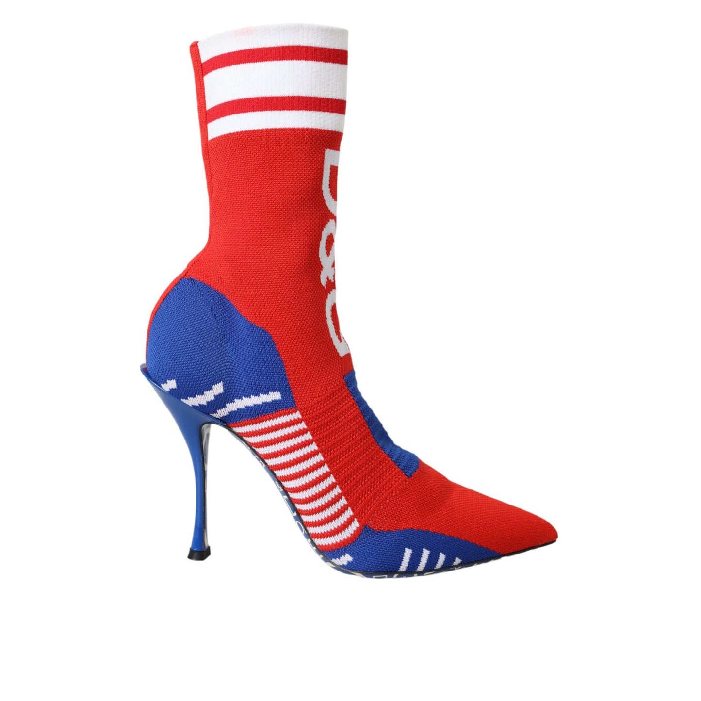 Dolce & Gabbana Red Blue Stretch Sock Style Ankle Boots Logo Shoes