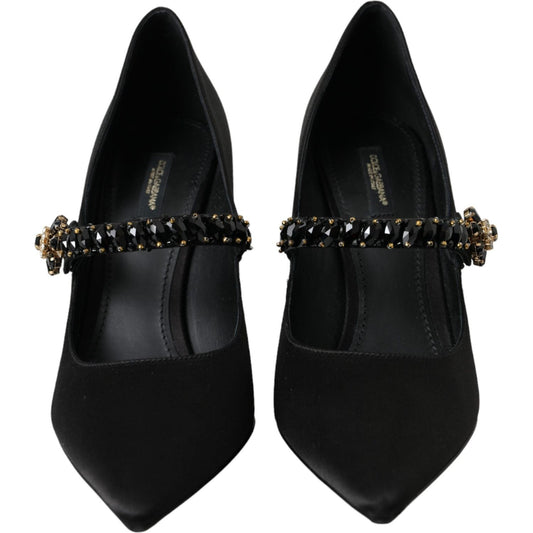 Dolce & Gabbana Black Mary Jane Crystal Heels Pumps Shoes Dolce & Gabbana Black