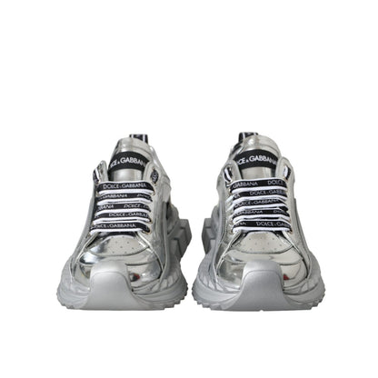 Dolce & Gabbana Silver Leather Super Queen Sneakers Shoes