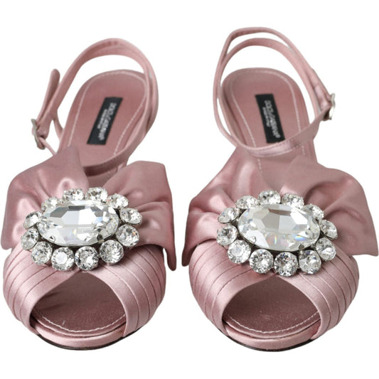 Dolce & Gabbana Pink Keira Crystal Heels Sandals Shoes Dolce & Gabbana Rosy Brown