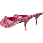 Dolce & Gabbana Pink Exotic Leather Kitten Heels Slides Shoes LA11029-36