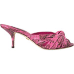 Dolce & Gabbana Pink Exotic Leather Kitten Heels Slides Shoes LA11029-36