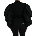 Dolce & Gabbana Black Polyester Puffed Sleeves Cropped Jacket JKT3736-40