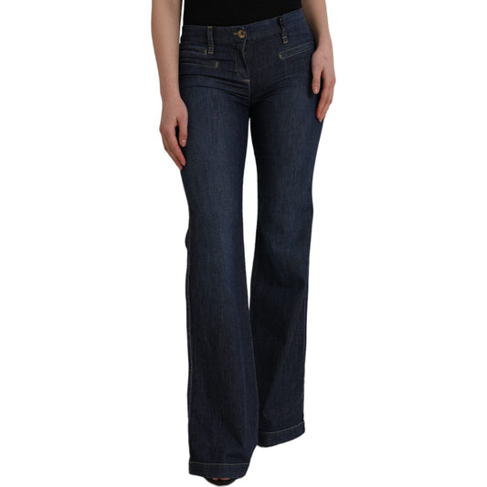 PLEIN SUD Dark Blue Cotton Bootcut Denim Jeans PAN74365-46