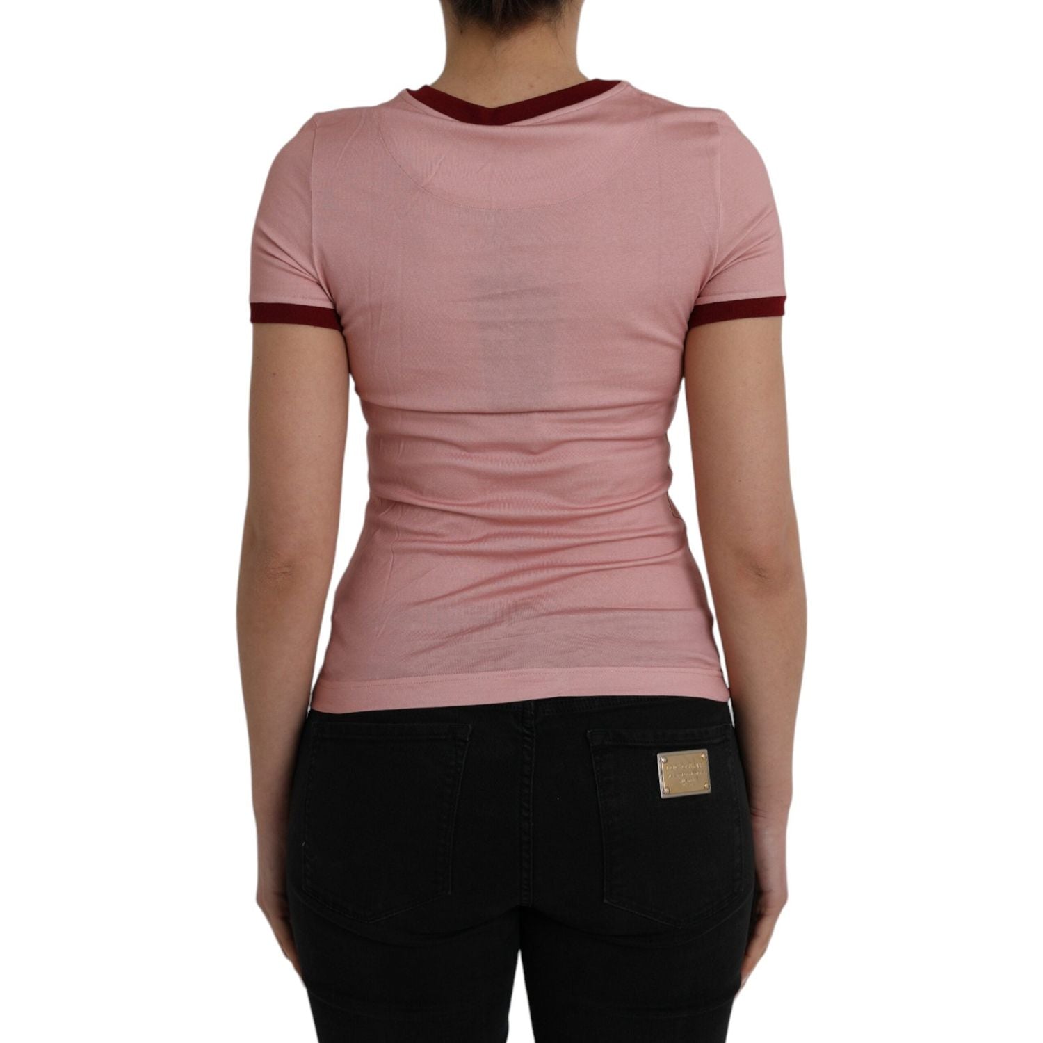Dolce & Gabbana Pink Cotton Short Sleeves Crew Neck T-shirt