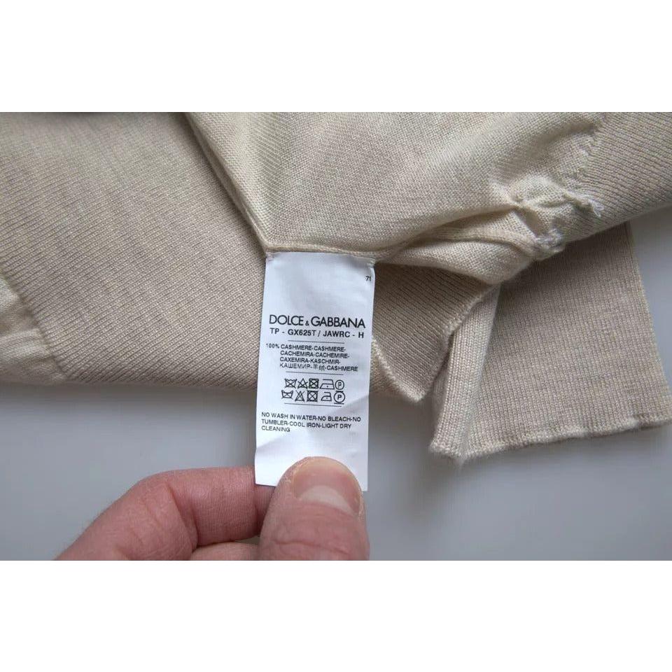 Dolce & Gabbana Pullover Beige Cashmere Turtleneck Sweater