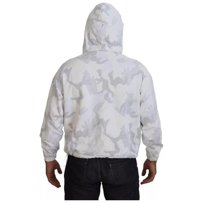 Dolce & Gabbana White Camouflage Hooded Sweatshirt Sweater