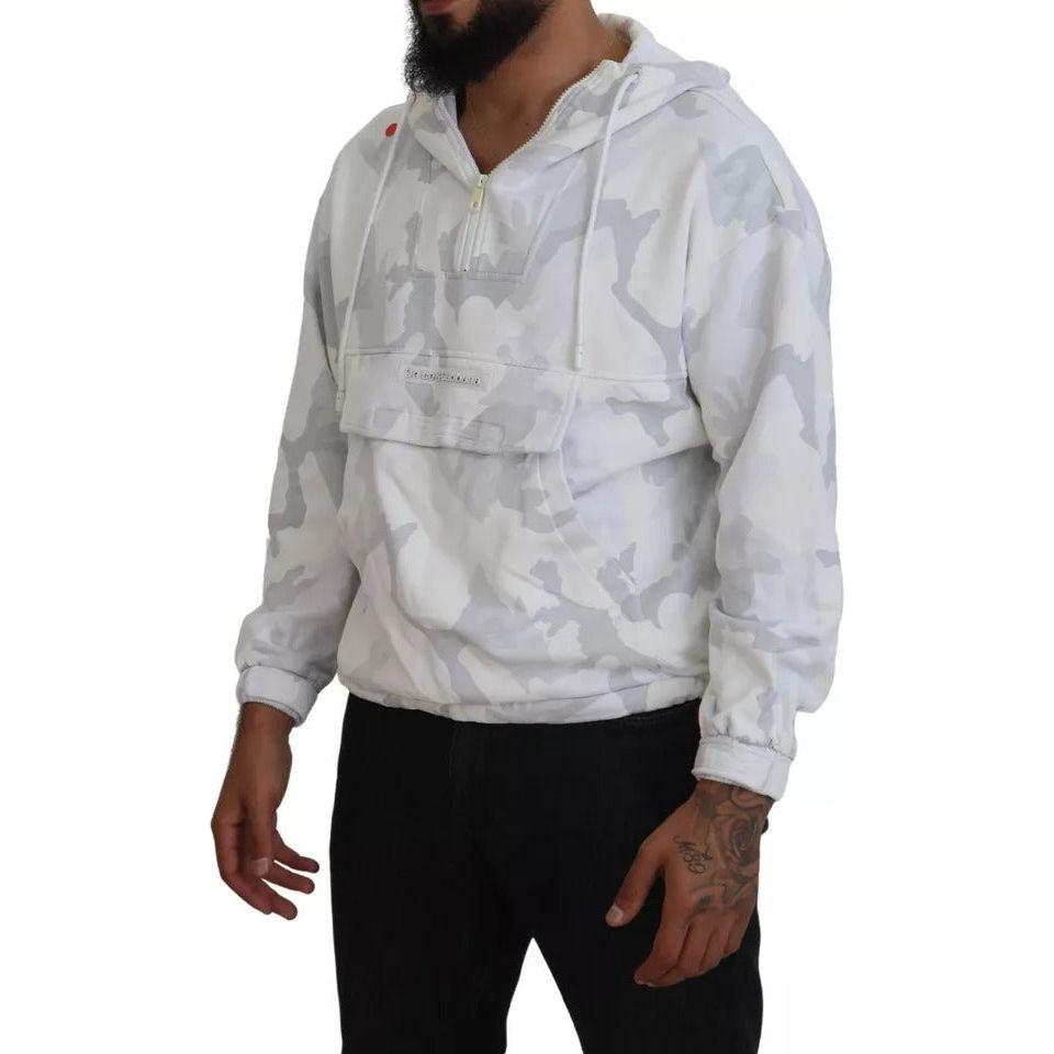 سويت شيرت بغطاء رأس من دولتشي آند غابانا باللون الأبيض المموه