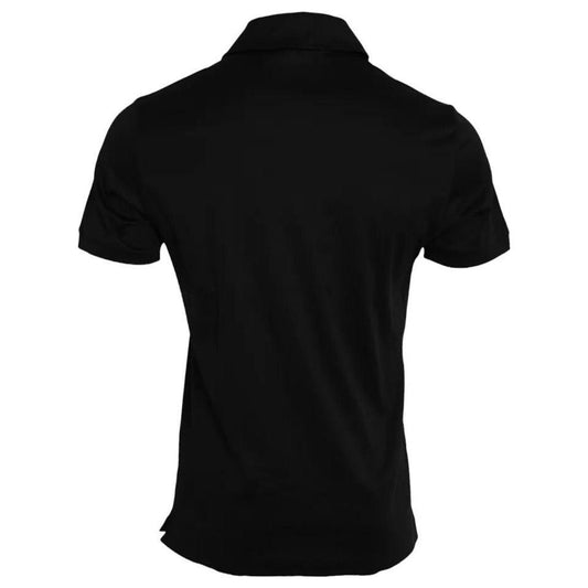 Dolce & Gabbana Black Logo Cotton Collared Polo Top T-shirt Dolce & Gabbana Black