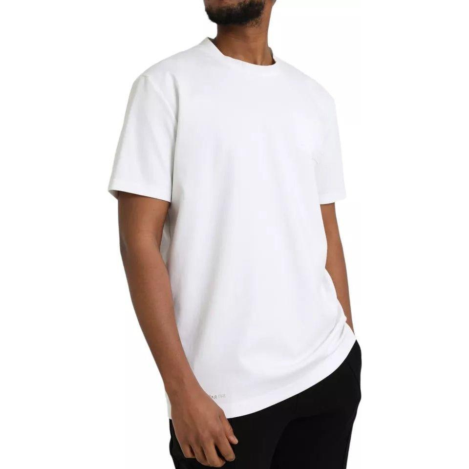 تي شيرت Dolce &amp; Gabbana من القطن الأبيض المنقوش بشعار