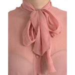 Dolce & Gabbana Pink Long Sleeves Ascot Collar Top Blouse