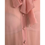 Dolce & Gabbana Pink Long Sleeves Ascot Collar Top Blouse